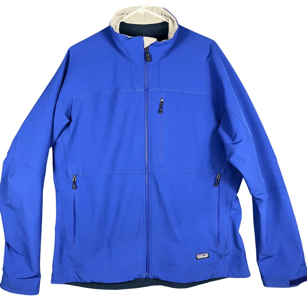 Patagonia Adze Softshell Jacket Men XL Blue Budweiser Logo Full Zip Fleece Lined